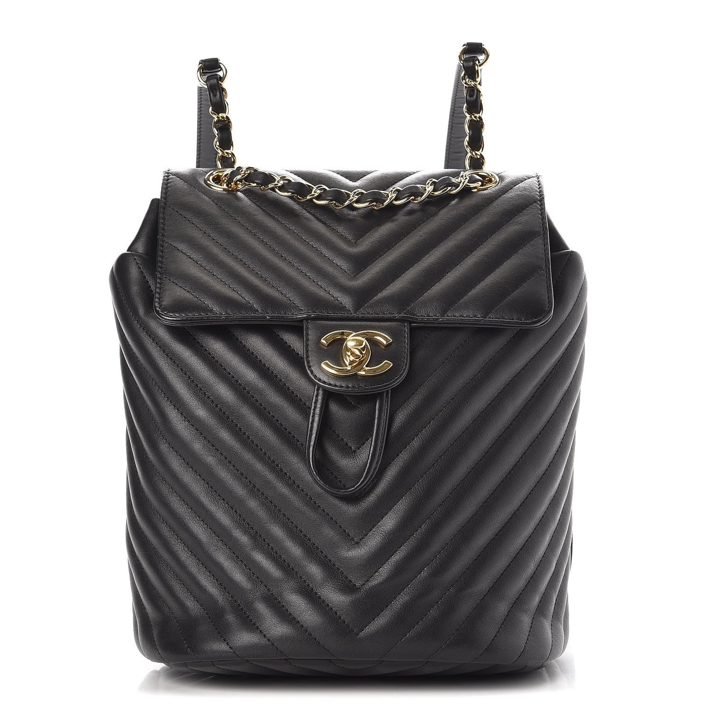 Calfskin Chevron Quilted Small Urban Spirit Backpack Black