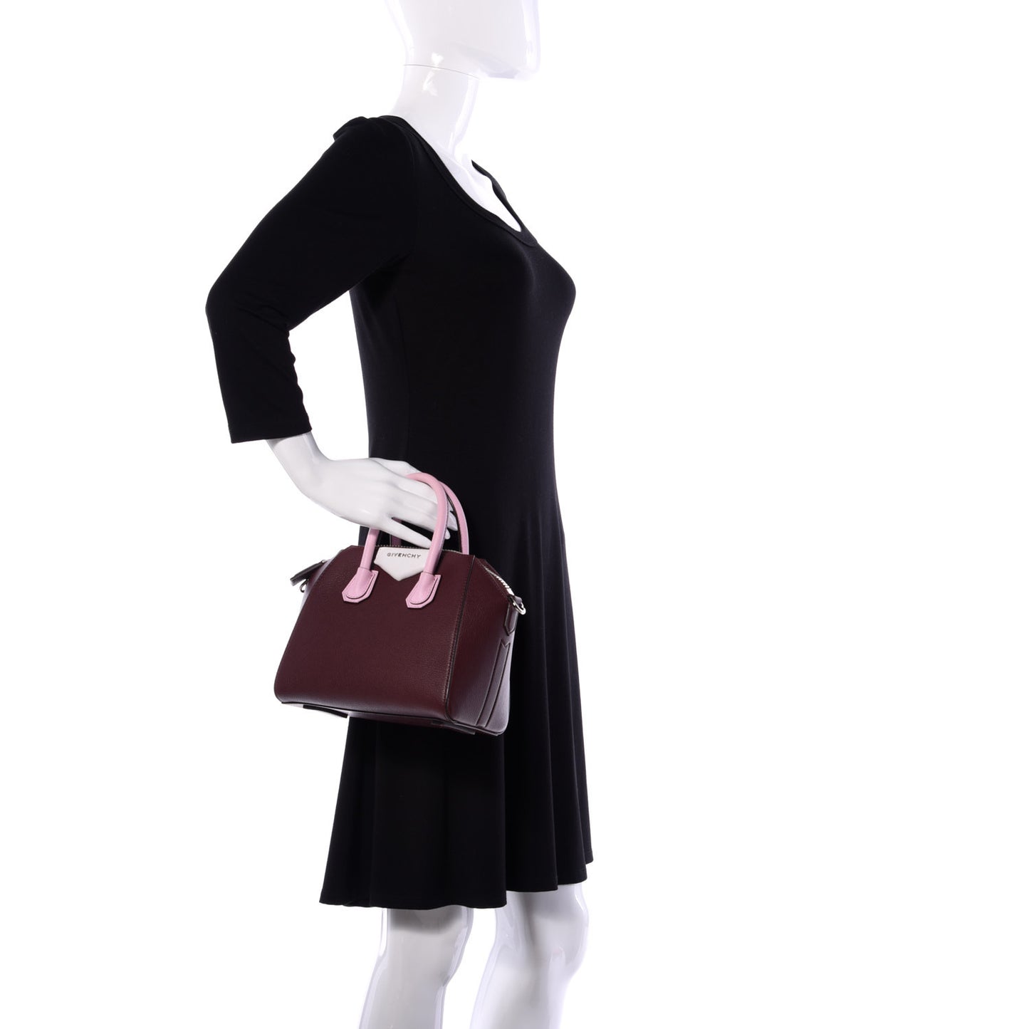 Sugar Goatskin Mini Tri-Color Antigona Burgundy Pink White