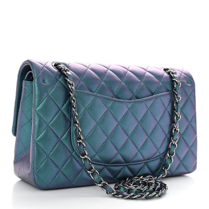Chanel Metallic Lambskin Quilted Medium Double Flap Turquoise 3 of 10