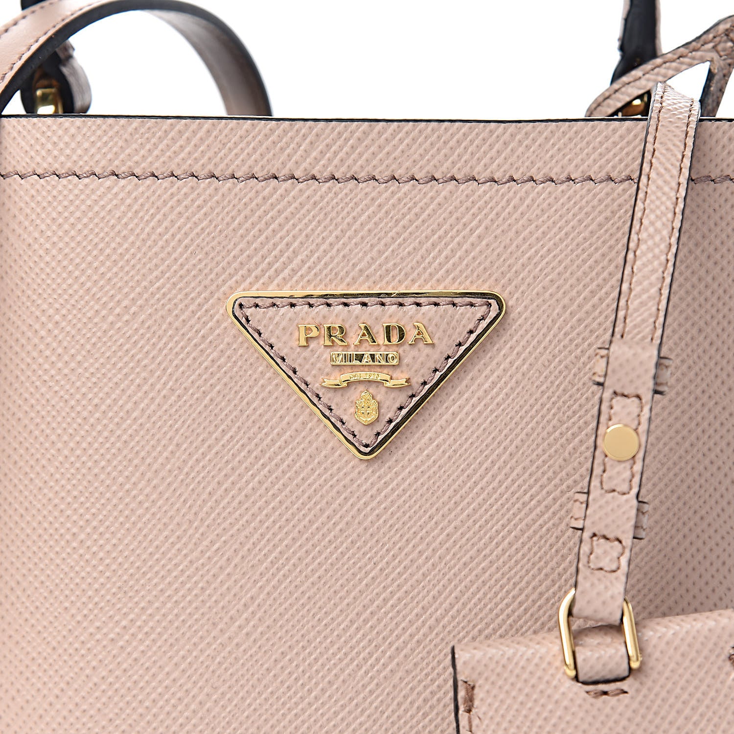 Prada Saffiano Cuir Calfskin Small Panier Bucket Bag Cipria Black 7 of 10