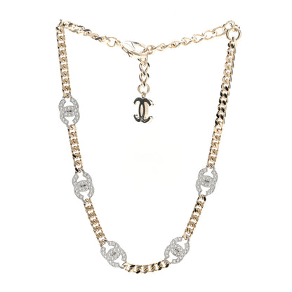 Chanel Crystal Chain CC Link Choker Gold Silver 3 of 6