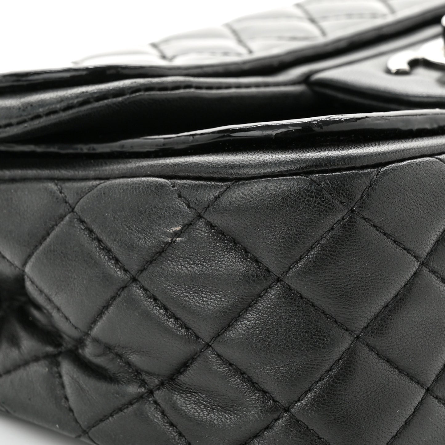 Lambskin Patent Quilted Twist Mini Flap Black