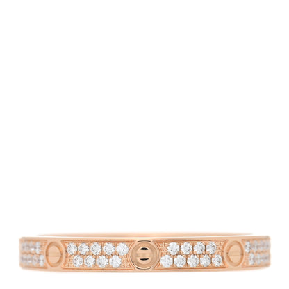 Cartier 18K Pink Gold Diamond 2.6mm LOVE Paved Band Ring 52 6 1 of 4