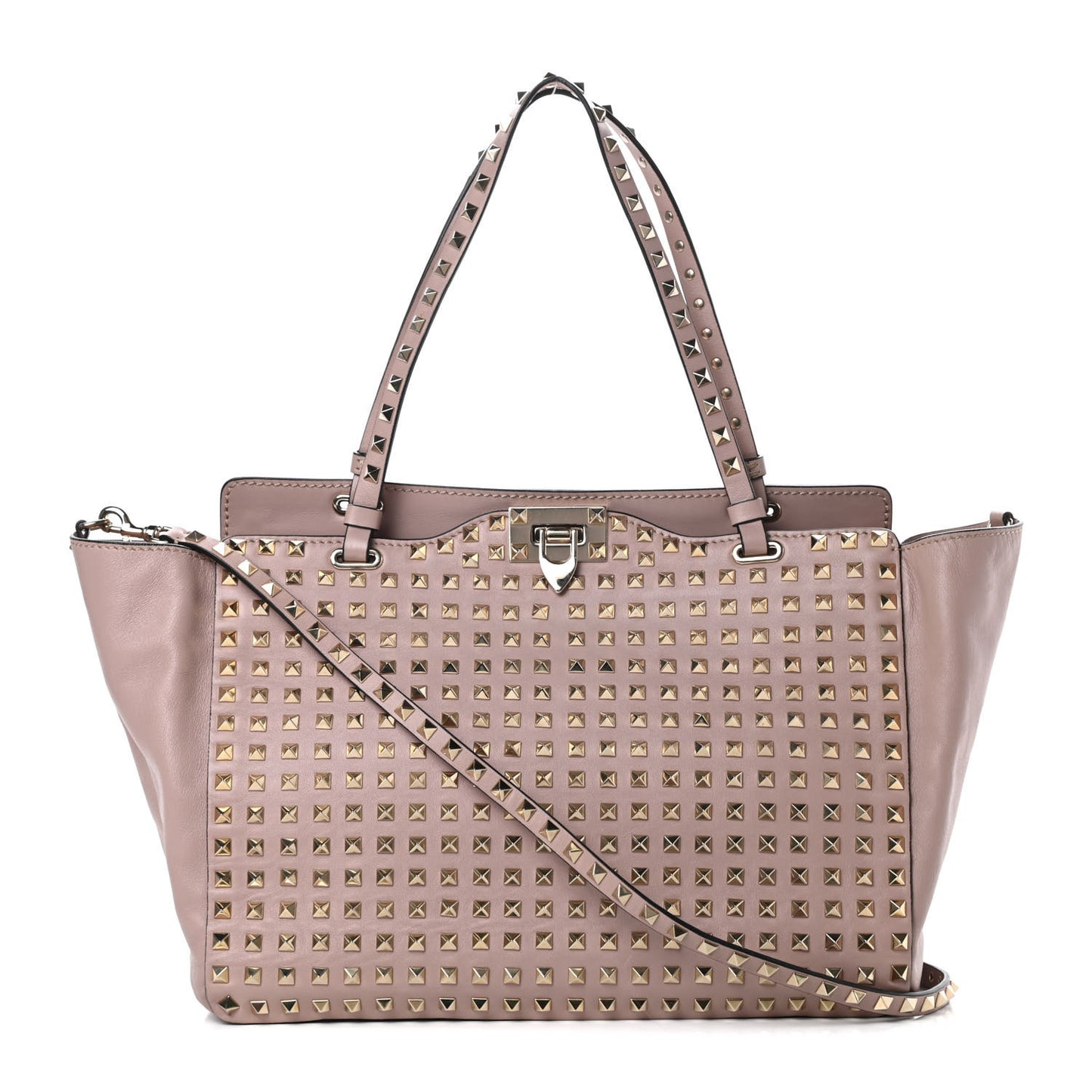 Vitello Medium Rockstud All Over Tote Poudre