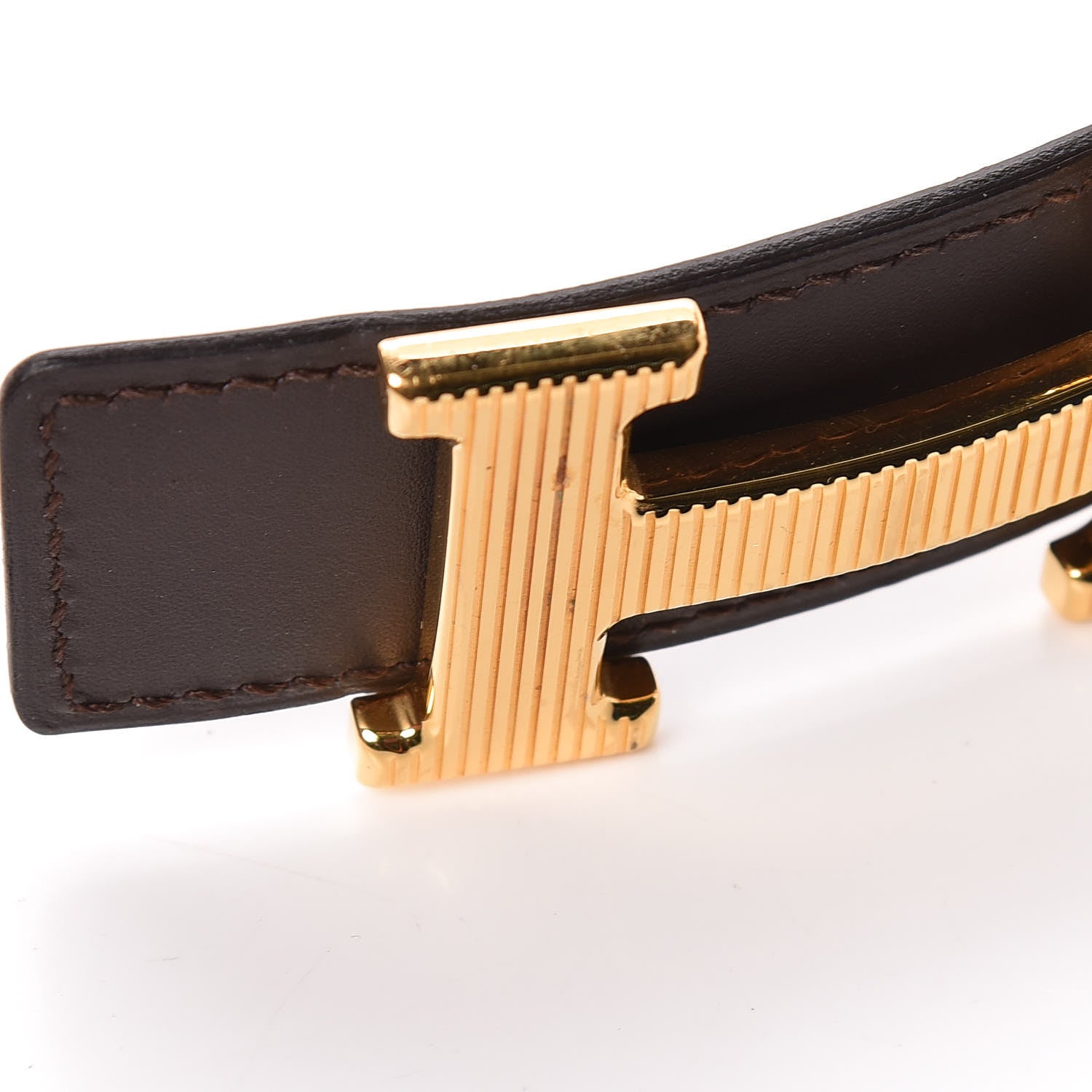 Hermes Chamonix Swift Strie 32mm H Belt 90 Chocolate Parchemin 9 of 9
