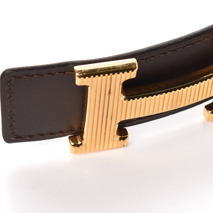 Hermes Chamonix Swift Strie 32mm H Belt 90 Chocolate Parchemin 9 of 9
