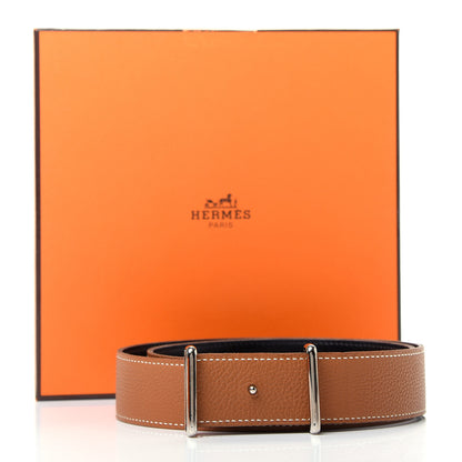 Hermes Box Togo 32mm Idem Belt 80 Black Gold 6 of 6
