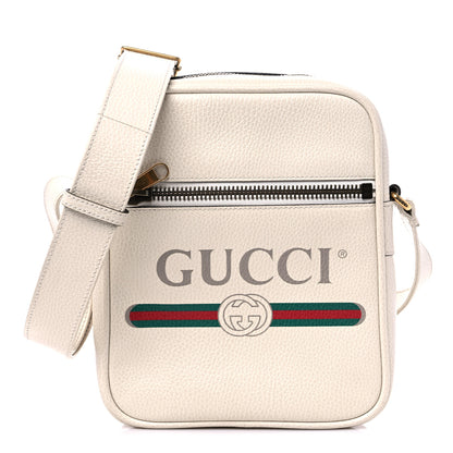 Gucci Grained Calfskin Logo Messenger Bag White 1 of 10