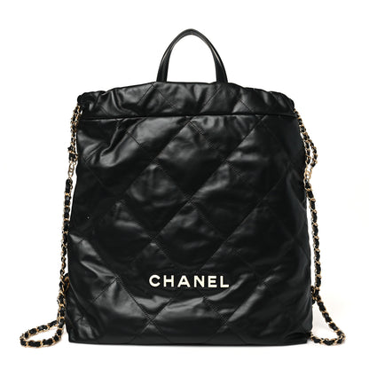 Chanel Shiny Calfskin Quilted Chanel 22 Backpack Black 1 of 10