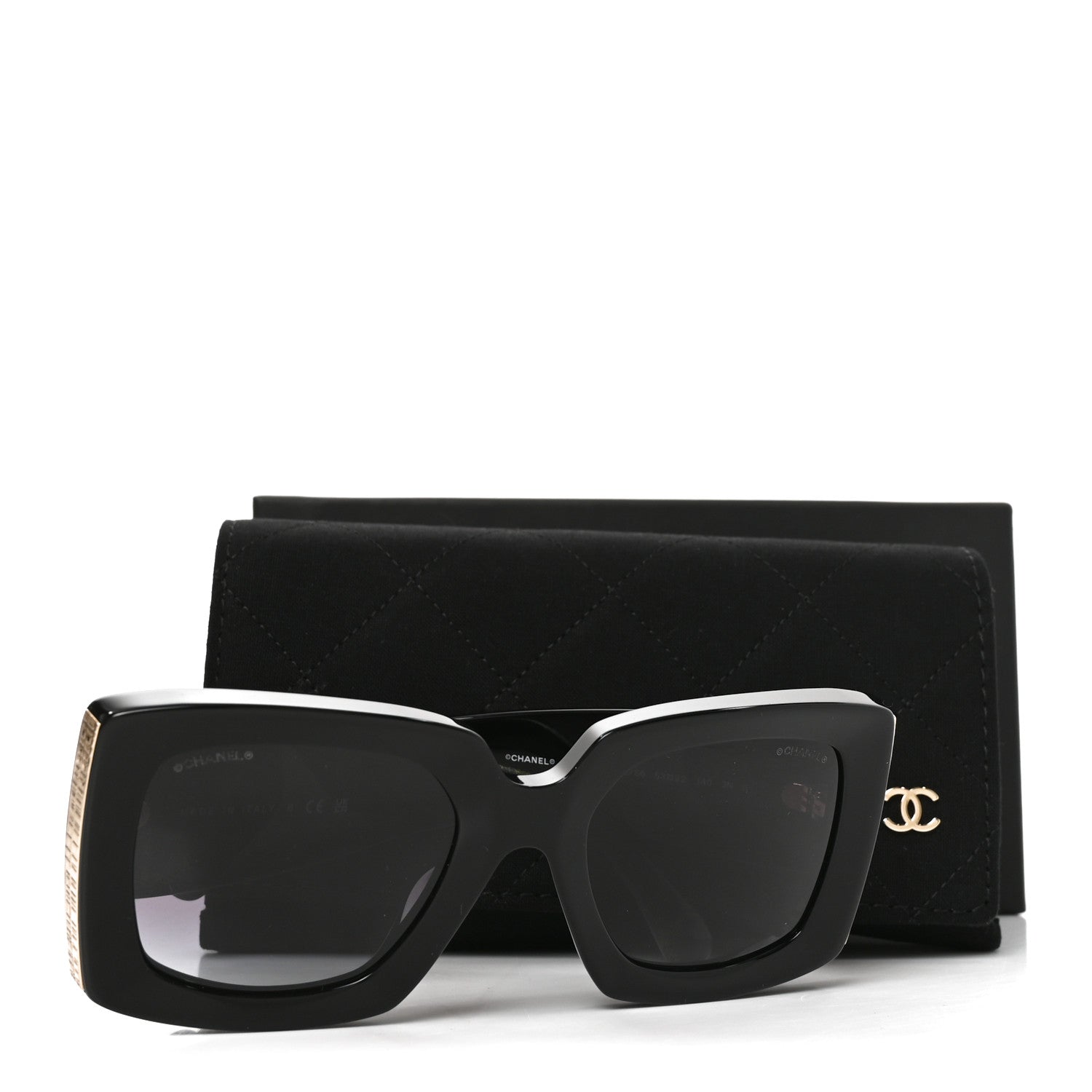 Chanel Acetate Rectangle Sunglasses 5435-A Black 7 of 7