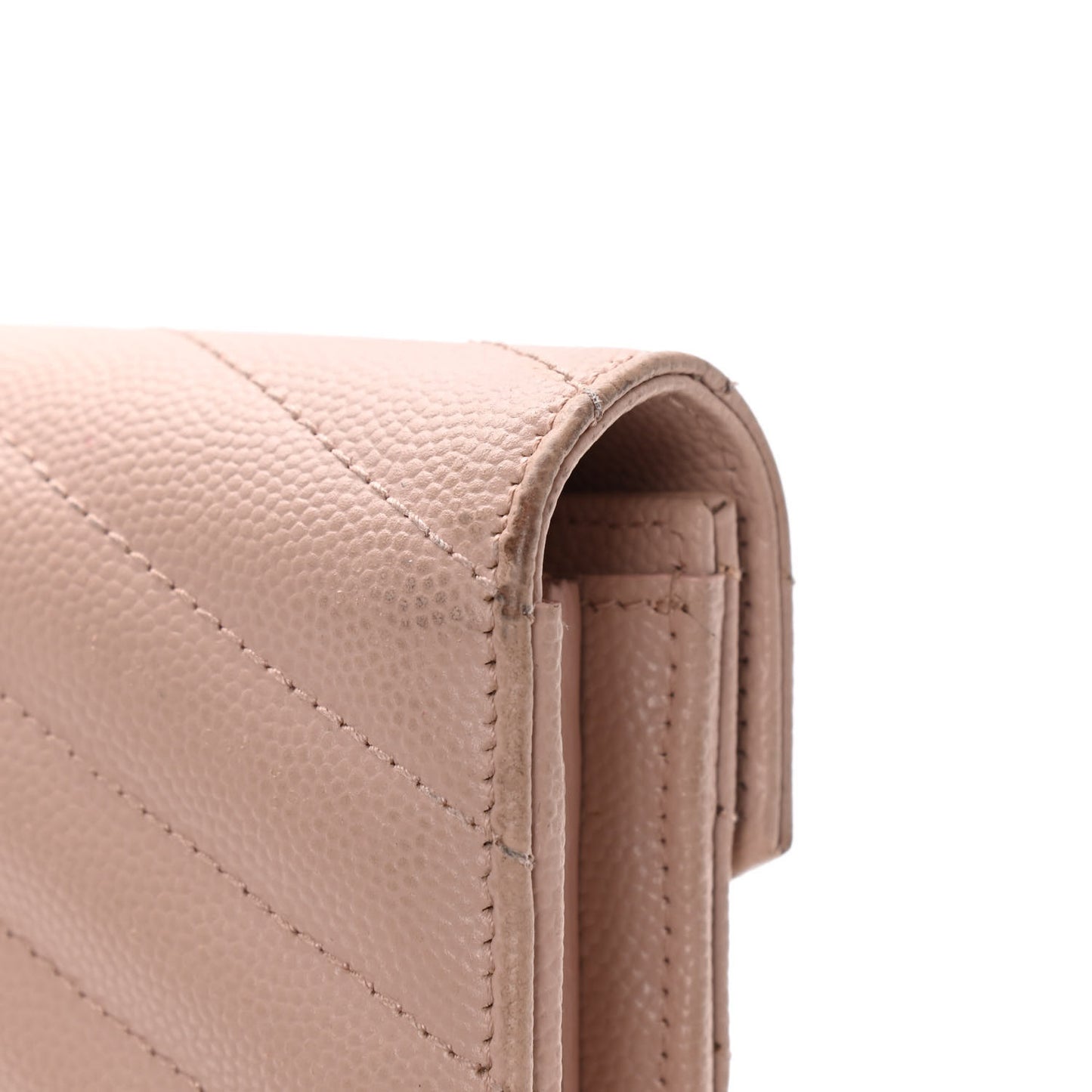 Grain De Poudre Matelasse Chevron Monogram Flap Wallet Pale Pink