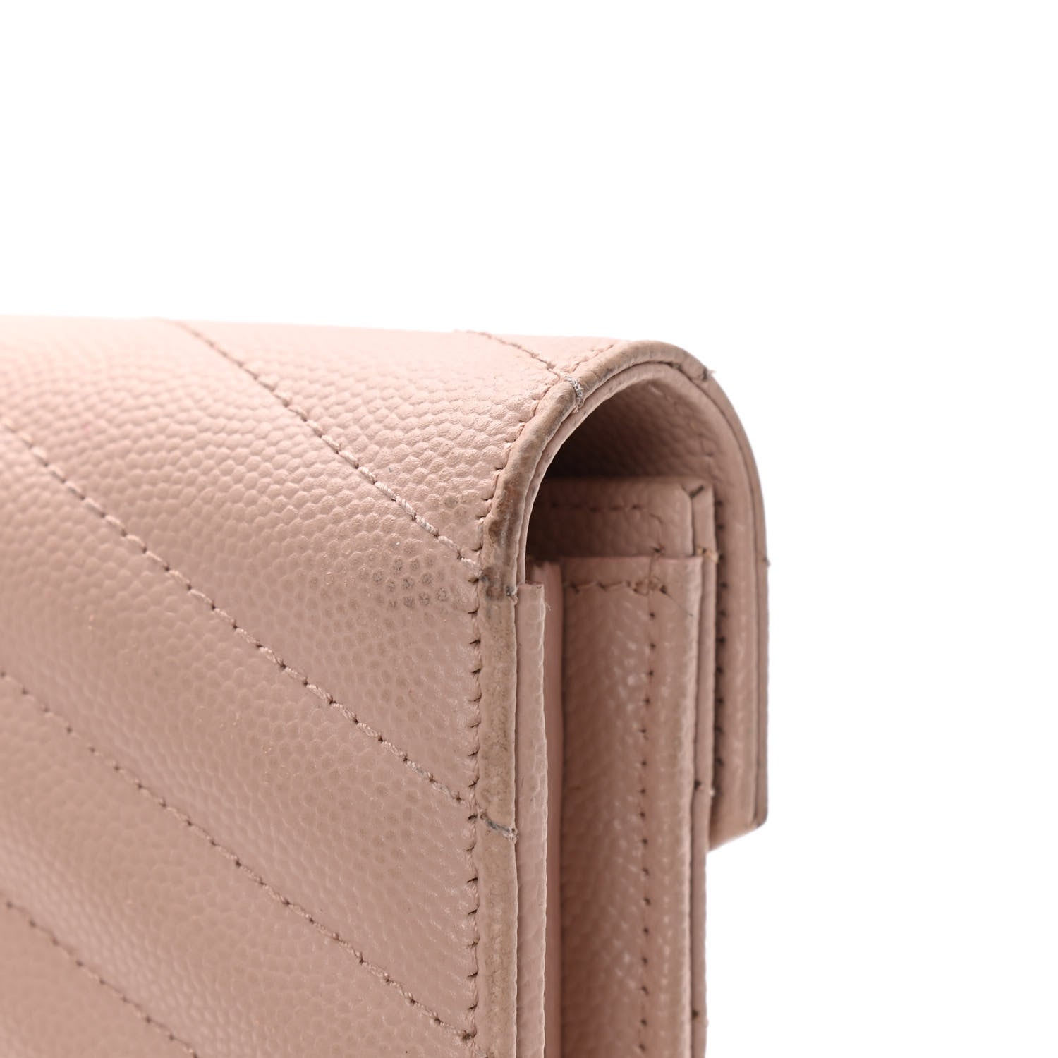 Saint Laurent Grain De Poudre Matelasse Chevron Monogram Flap Wallet Pale Pink 12 of 14