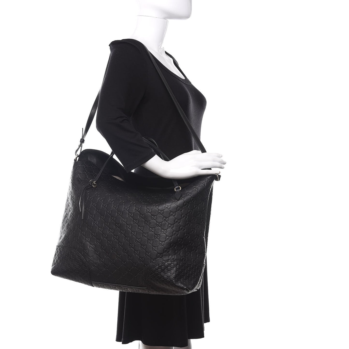 Guccissima Large Bree Foldover Tote Black