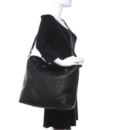 Gucci Guccissima Large Bree Foldover Tote Black 2 of 10