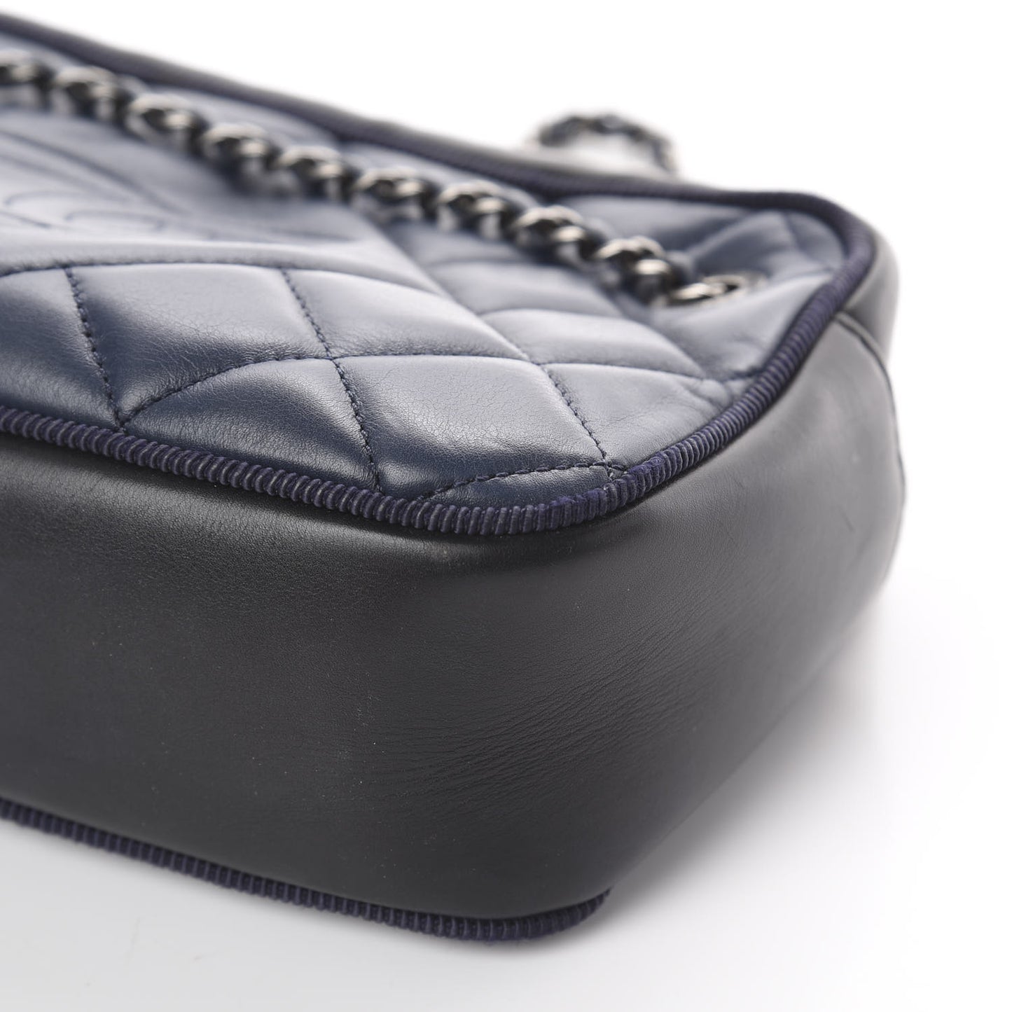 Calfskin Quilted Small Ballerine Camera Case Dark Blue