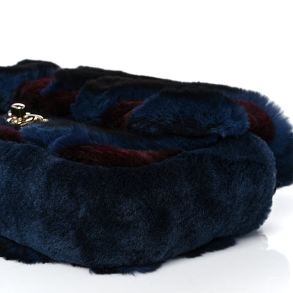 Chanel Orylag Rabbit Fur Chevron Small Single Flap Burgundy Blue 9 of 10