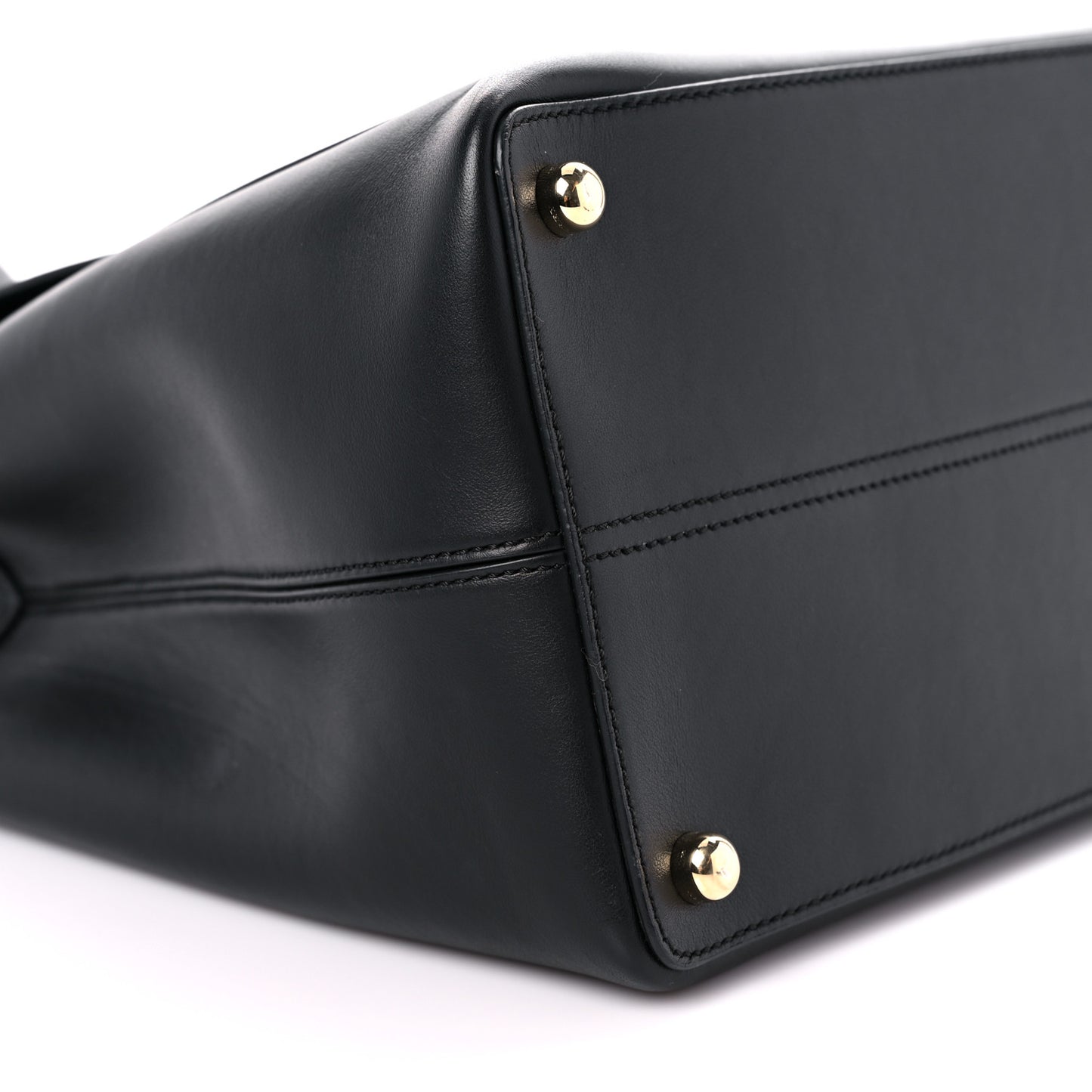 Smooth Bonded Calfskin Large Saddle Tote Black