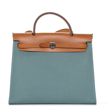 Hermes Toile Officier Barenia Herbag Zip PM 31 Ciel Natural 1 of 9