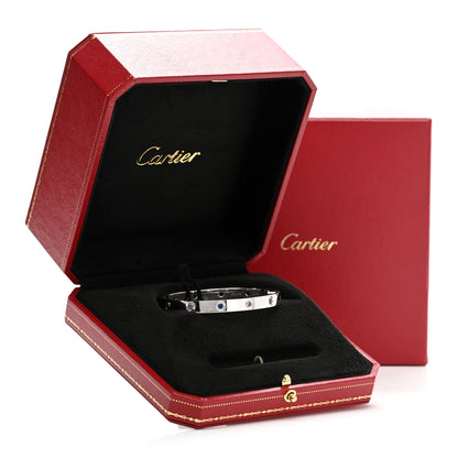 Cartier 18K White Gold Aquamarine Sapphire Spinel Amethyst LOVE Bracelet 17 7 of 7