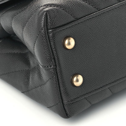 Chanel Caviar Chevron Quilted Mini Coco Handle Flap Dark Grey 10 of 12