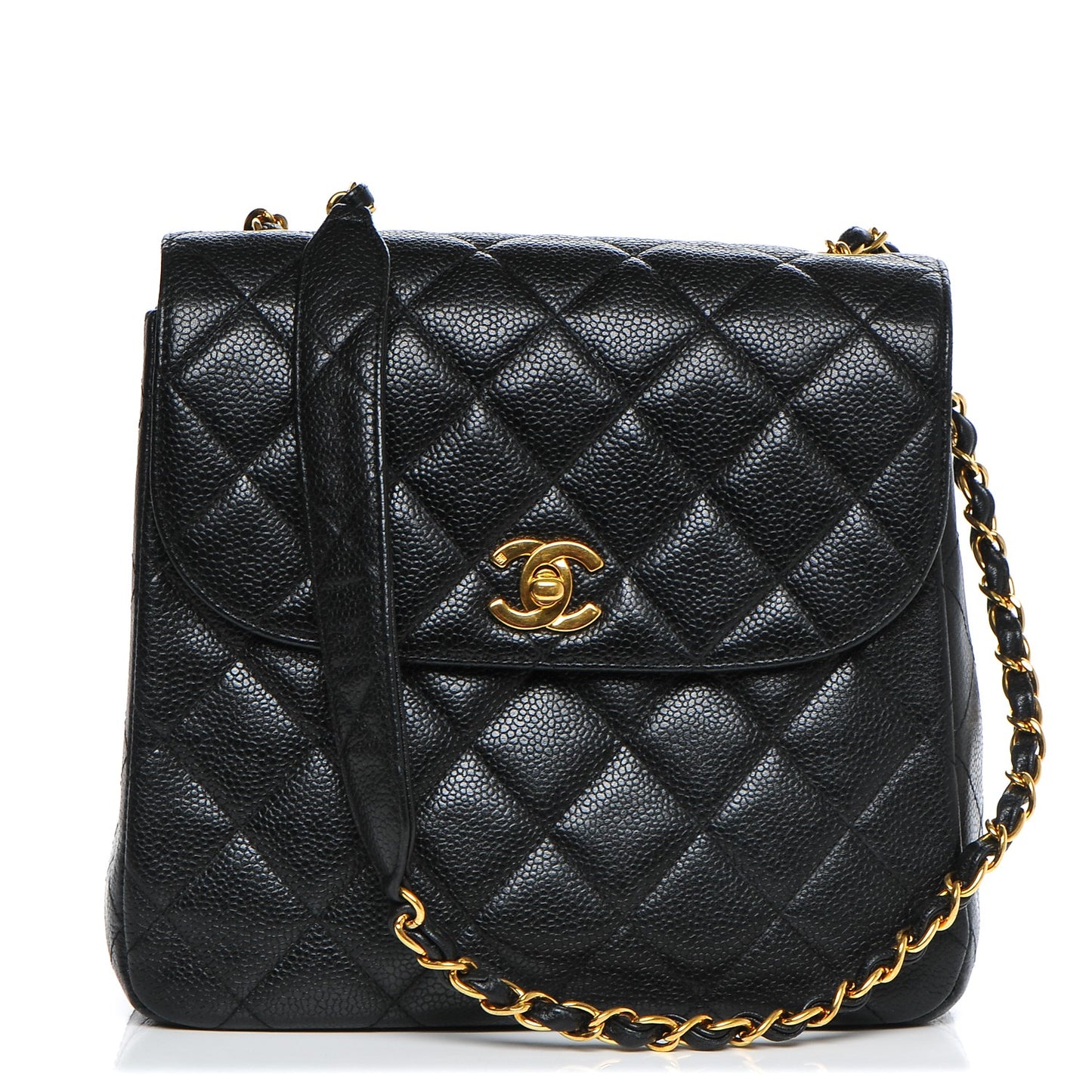 Caviar Quilted Medium Single Flap Black