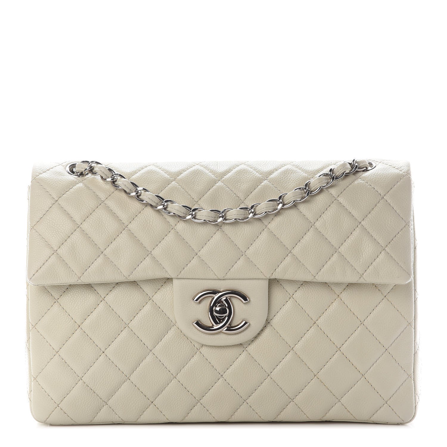 Chanel Caviar Quilted Maxi Single Flap White 1 of 8