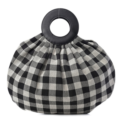 Mansur Gavriel Canvas Check Top Handle Bag Black White 1 of 11