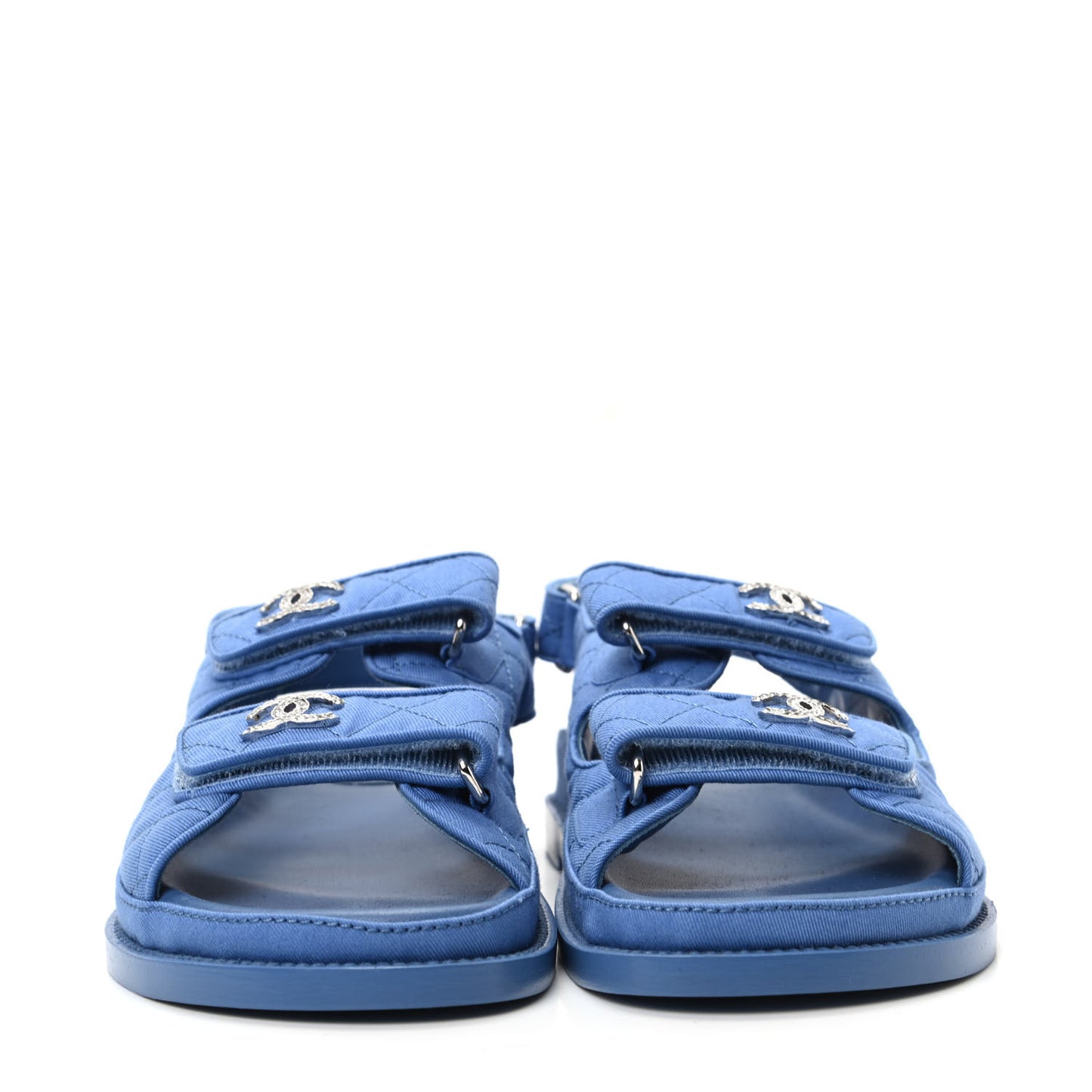 Grosgrain Quilted Velcro Dad Sandals 38 Blue