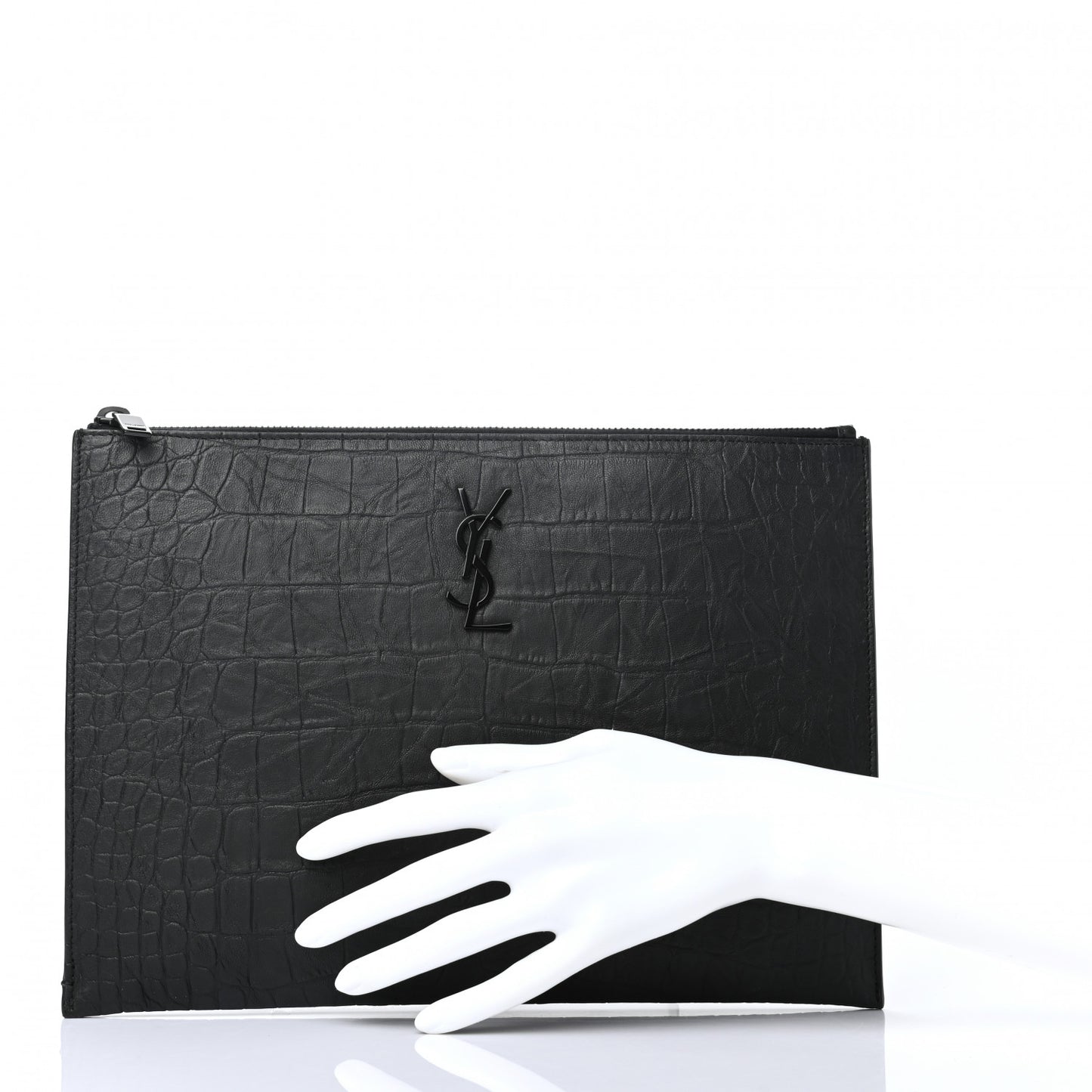 Calfskin Crocodile Embossed Monogram iPad Case Black