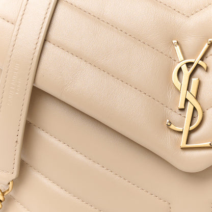 Saint Laurent Calfskin Y Quilted Monogram Small Loulou Chain Satchel Dark Beige 9 of 11