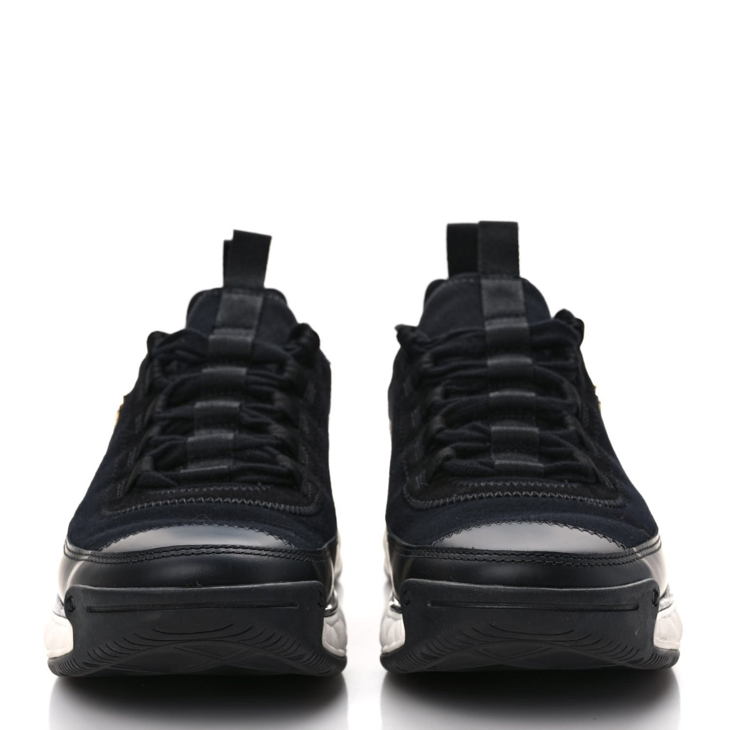 Velvet Calfskin Mixed Fibers CC Sneakers 38 Black