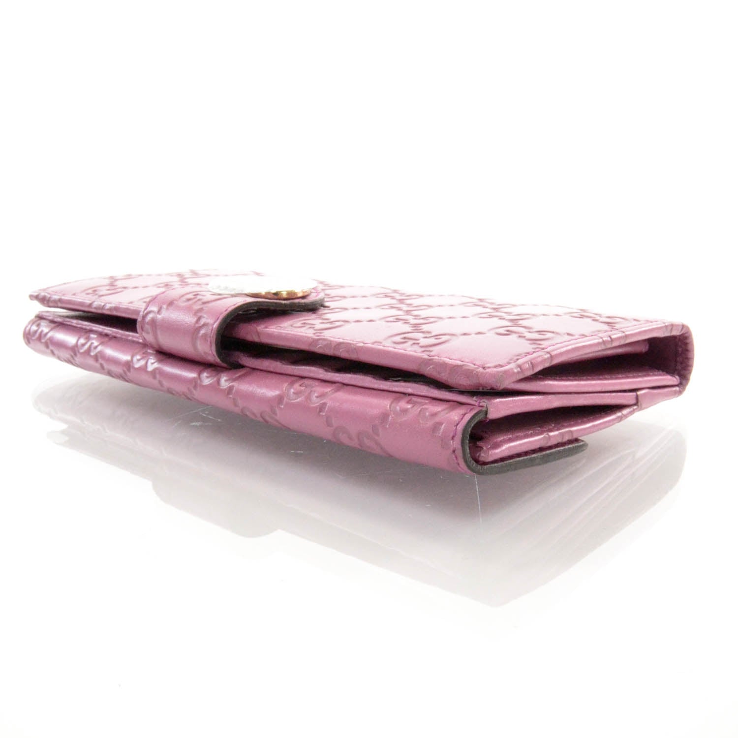 Gucci Metallic Soft Guccissima Heart Continental Wallet Fresia Rose 4 of 9