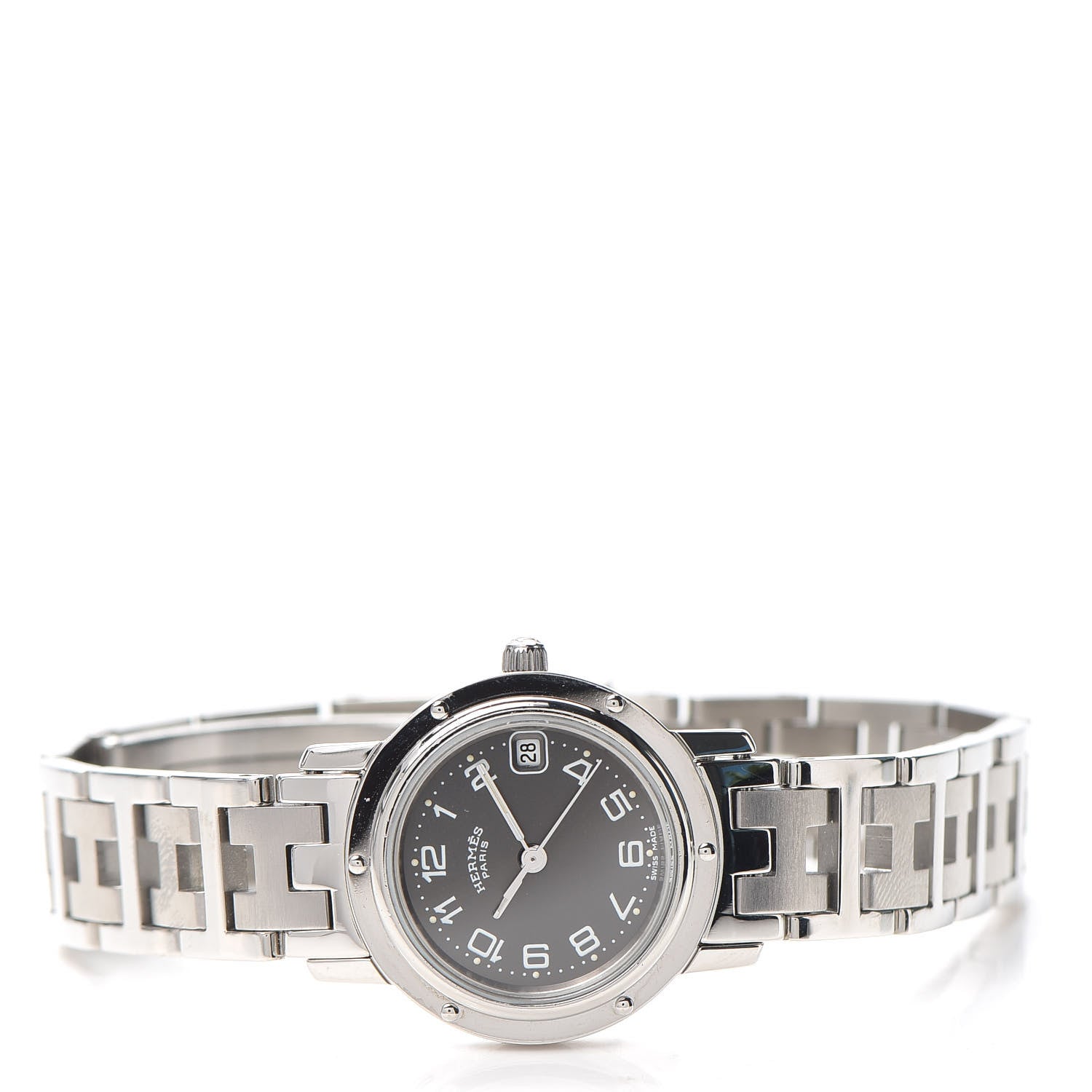 Hermes Stainless Steel 24mm Clipper Quartz Watch Gray 2 of 6