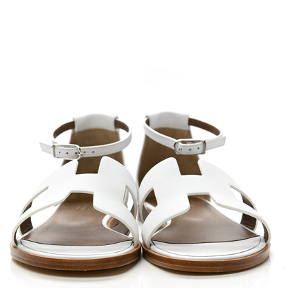Hermes Calfskin Santorini Sandals 37.5 White 2 of 9