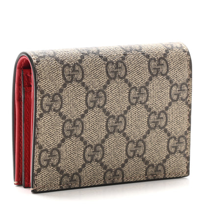 Gucci GG Supreme Monogram Cherry Embellished Card Case Wallet Hibiscus Red 3 of 8
