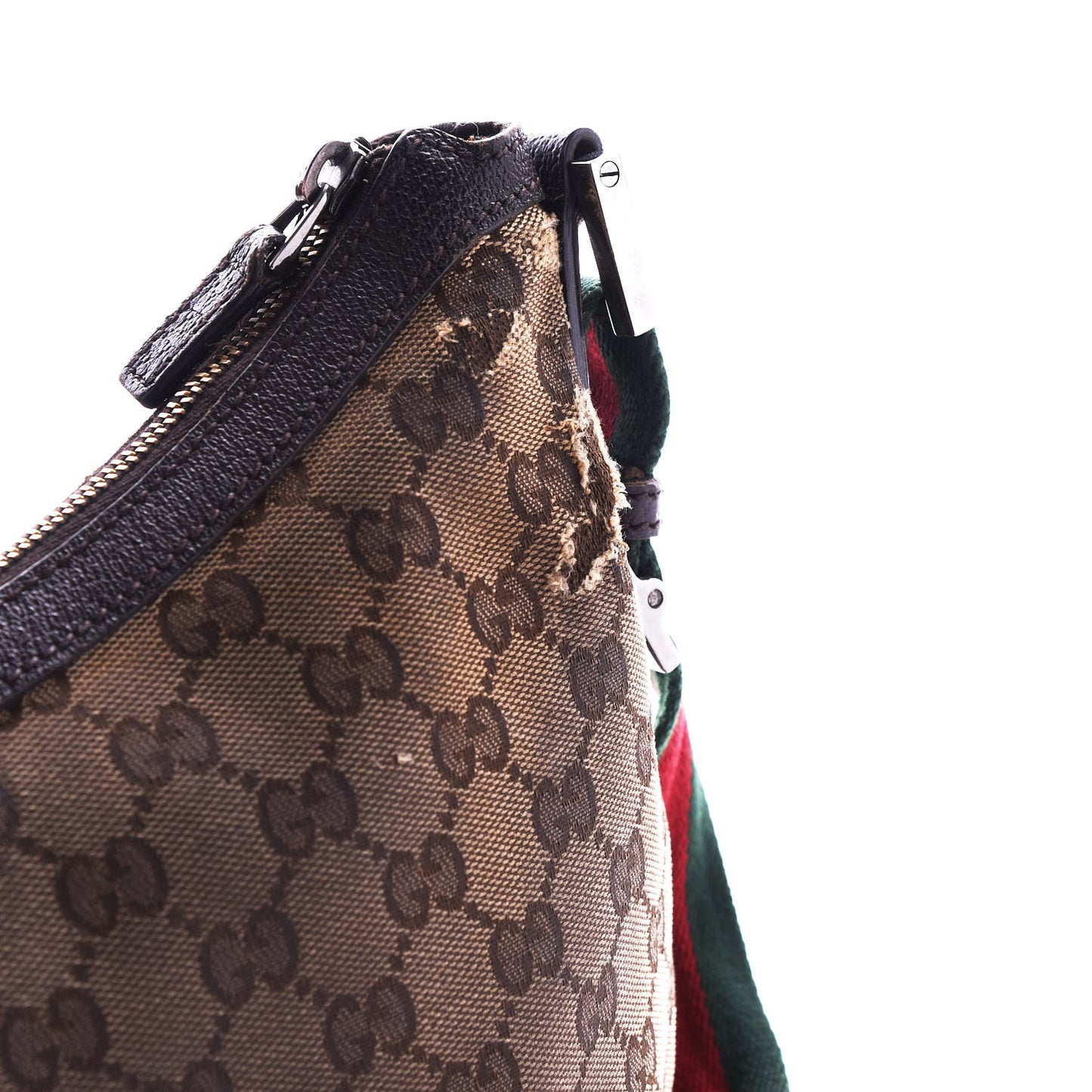 Monogram Web Medium Half Moon Hobo Dark Brown