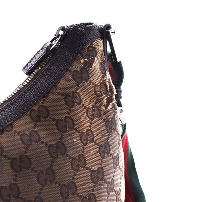 Gucci Monogram Web Medium Half Moon Hobo Dark Brown 12 of 13
