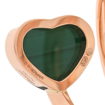 Chopard 18K Rose Gold Diamond Malachite Happy Hearts Twist Ring 52 6 5 of 7