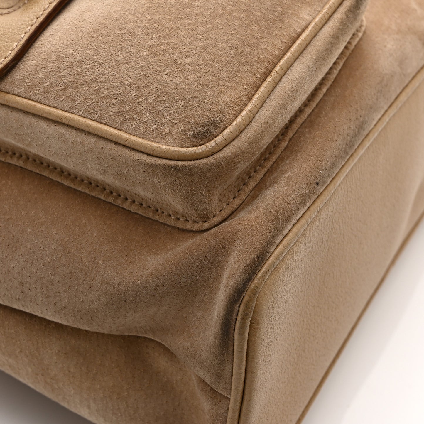 Suede Bamboo Backpack Beige