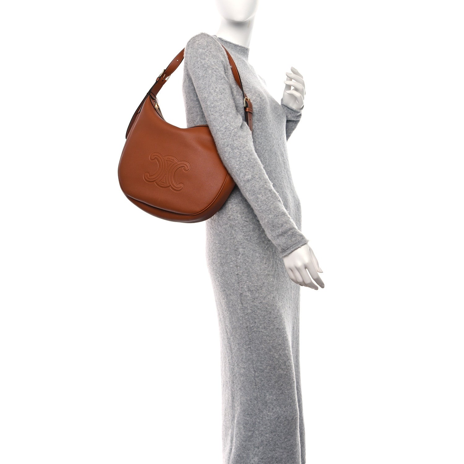 Celine Supple Calfskin Triomphe Heloise Shoulder Bag Tan 2 of 11