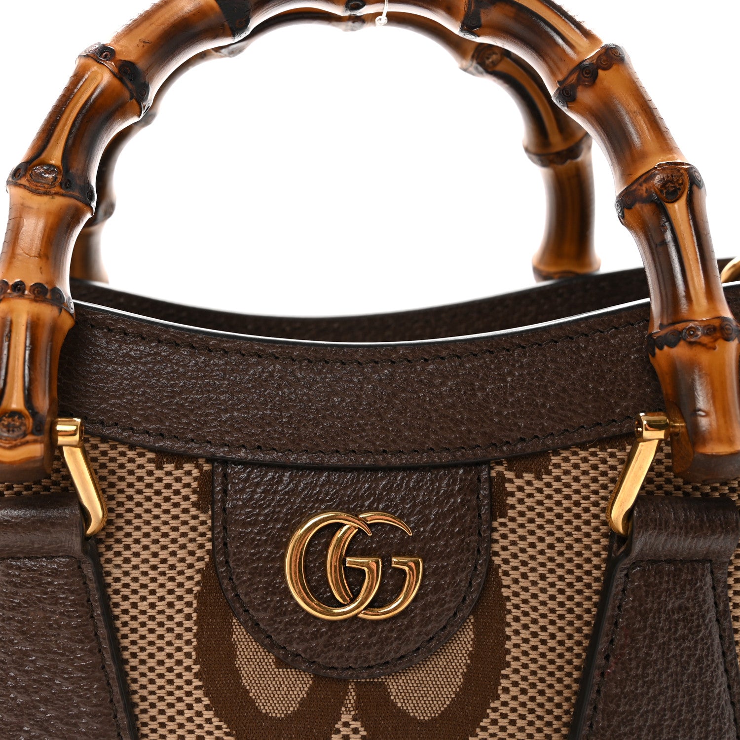 Gucci Monogram Jumbo GG Textured Dollar Calfskin Small Diana Tote Bag Camel Ebony New Acero Pomegranate Red 7 of 9