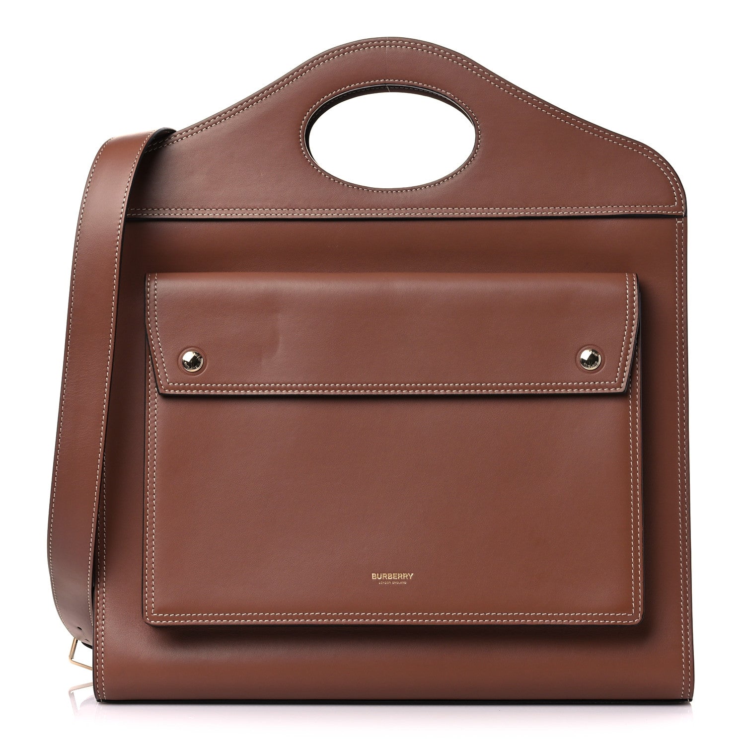 Burberry Smooth Calfskin Medium Pocket Bag Malt Brown 1 of 15