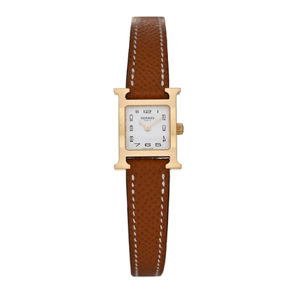 Hermes Stainless Steel Epsom 17.2mm Heure H Hour Quartz Watch Gold 1 of 5