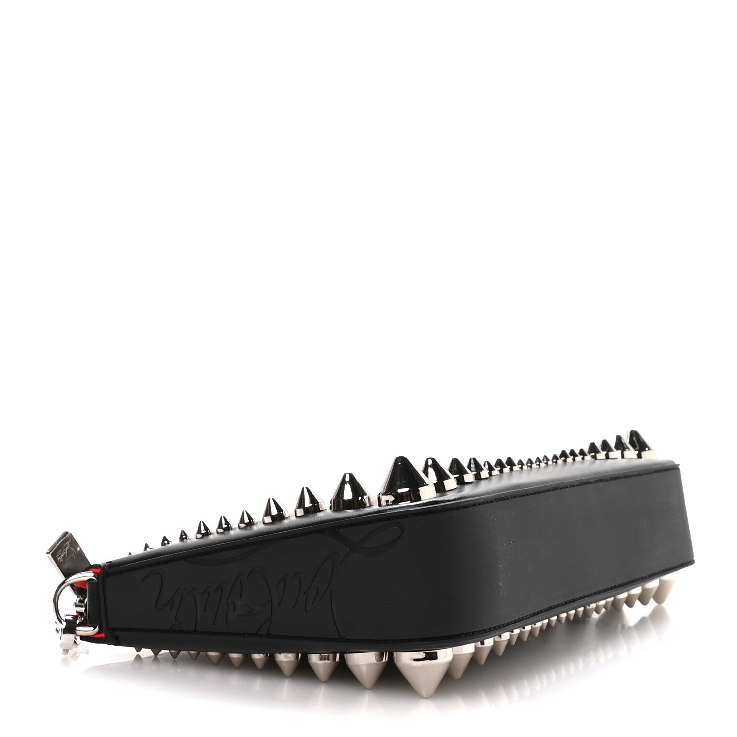 Christian Louboutin Calfskin Paris Spiked Loubila Chain Clutch Black 4 of 9