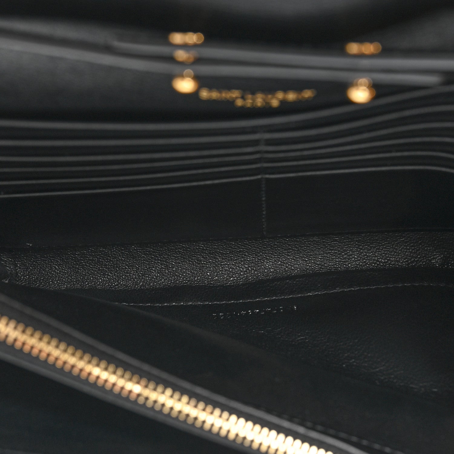Saint Laurent Calfskin Crocodile Embossed Cassandre Wallet On Chain WOC Black 7 of 12