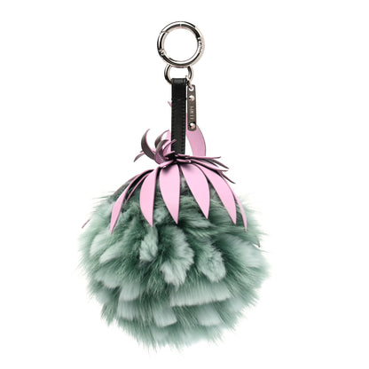 Fendi Fox Rabbit Fur Nappa Pineapple Bag Charm Green 1 of 5