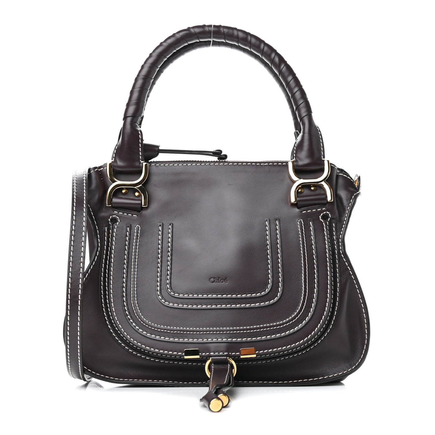 Chloe Smooth Calfskin Small Marcie Satchel Black Raisin 1 of 9