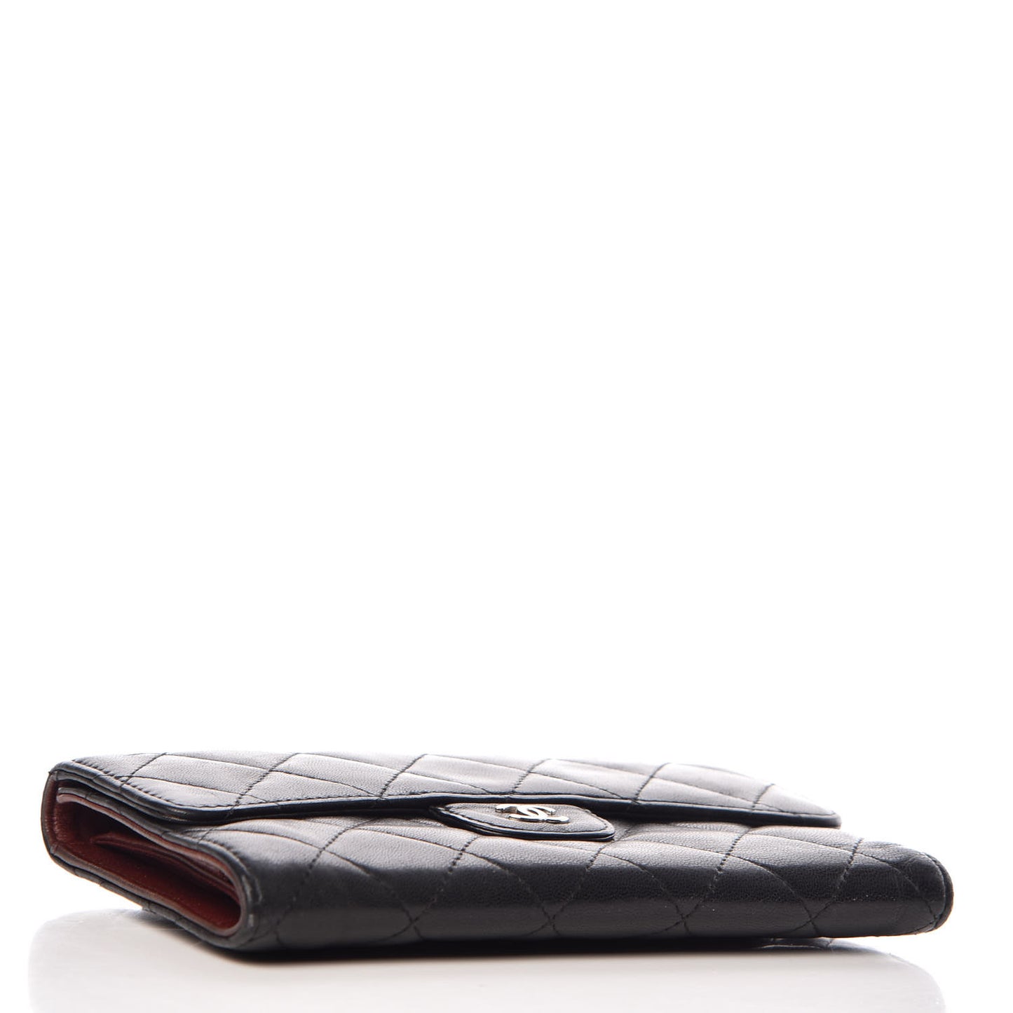Lambskin Quilted Large Flap Wallet Black