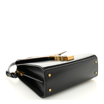 Saint Laurent Calfskin Mini Classic Monogram Cassandra Top Handle Black Tan 4 of 10