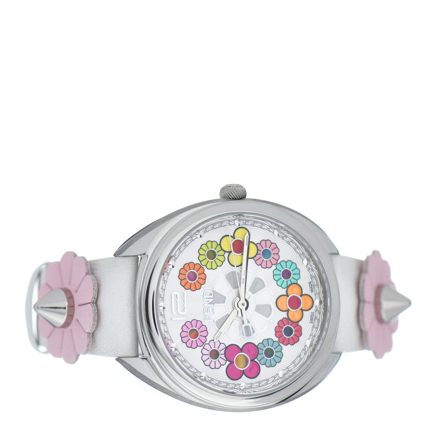 Fendi Stainless Steel Calfskin 34mm Momento Flower Quartz Watch 2 of 5